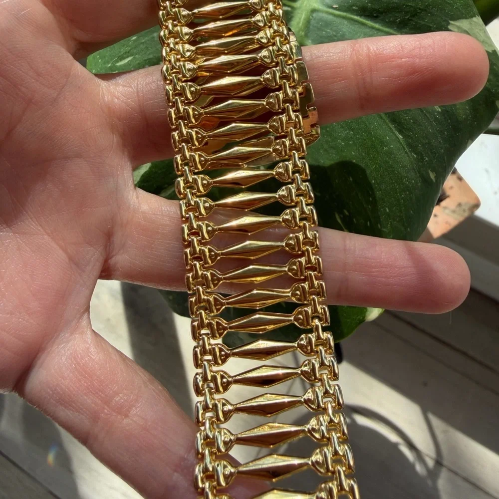 Vintage Jacmel Mauritius 18K Gold Vermeil 925 Wide Gate Link Bracelet